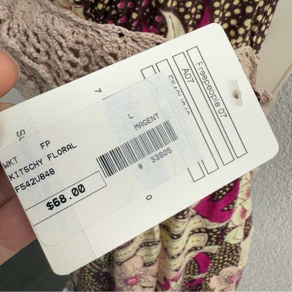 Free People Kitschy Floral Print & Crochet Halter Large - Picture 5 of 10